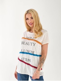 Жіноча футболка з написом бiлого кольору 33260