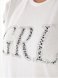 Жіноча футболка зi стразами бiлого кольору 33261