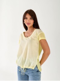 Жіноча футболка із зав'язками жовтого кольору 33262