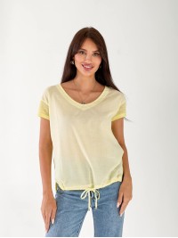 Жіноча футболка із зав'язками жовтого кольору 33262