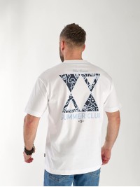 Чоловіча футболка з написом на спині білого кольору 33263