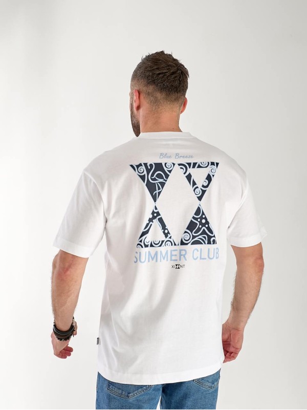 Чоловіча футболка з написом на спині білого кольору 33263