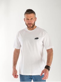 Чоловіча футболка з написом на спині білого кольору 33263