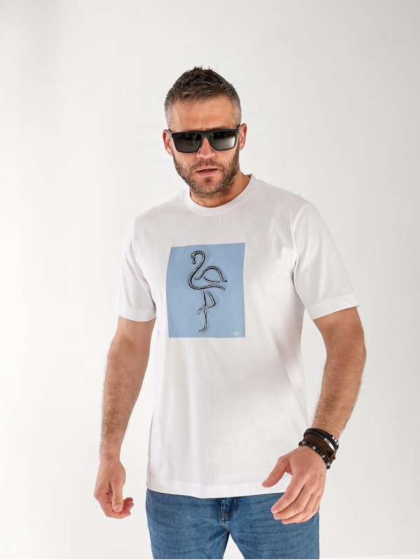 Чоловіча футболка з малюнком білого кольору 33264