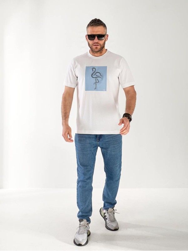 Чоловіча футболка з малюнком білого кольору 33264