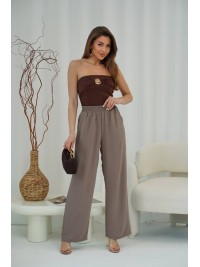 Жіночі легкі штани палаццо кавового кольору 33276