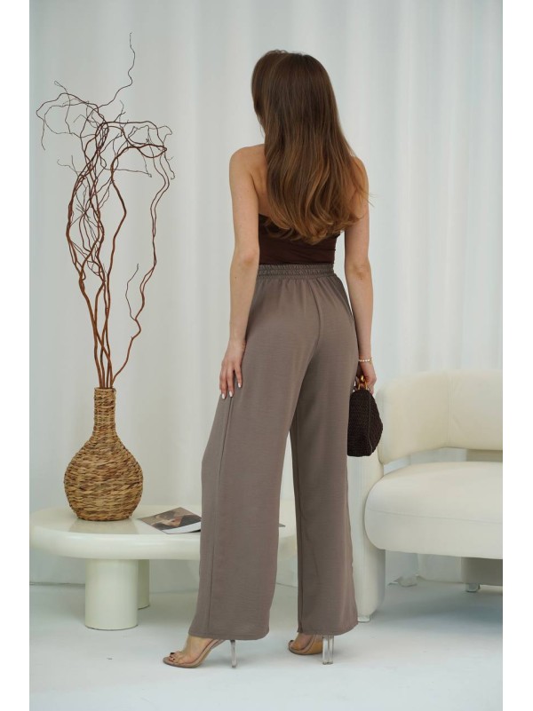 Жіночі легкі штани палаццо кавового кольору 33276