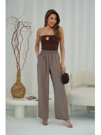 Жіночі легкі штани палаццо кавового кольору 33276