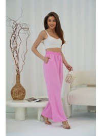 Жіночі легкі штани палаццо рожевого кольору 33278