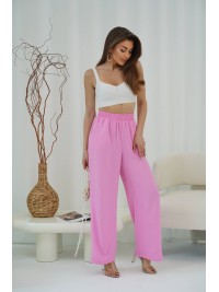 Жіночі легкі штани палаццо рожевого кольору 33278