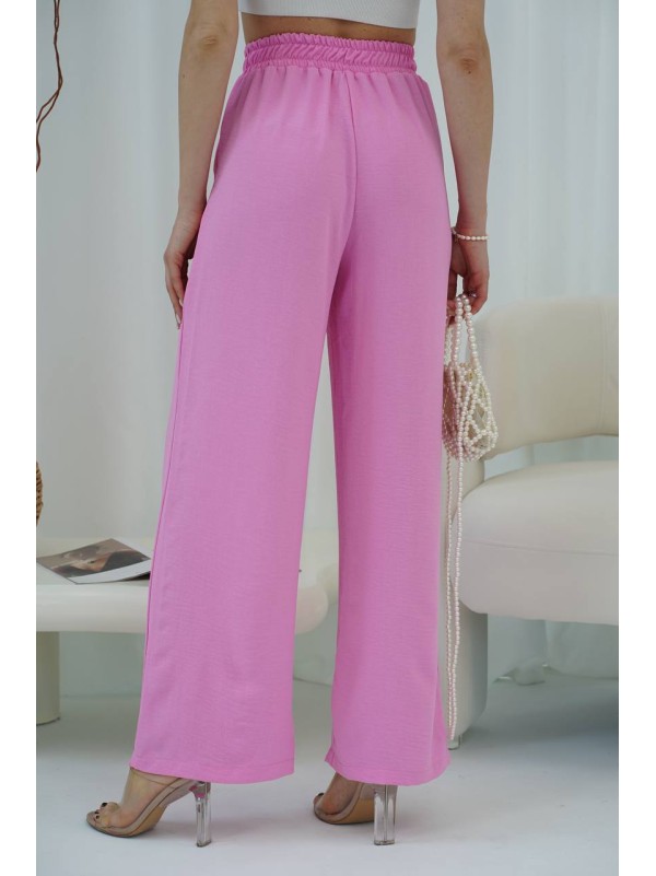 Жіночі легкі штани палаццо рожевого кольору 33278
