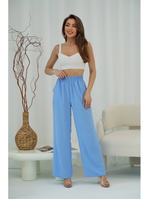 Жіночі легкі штани палаццо блакитного кольору 33280