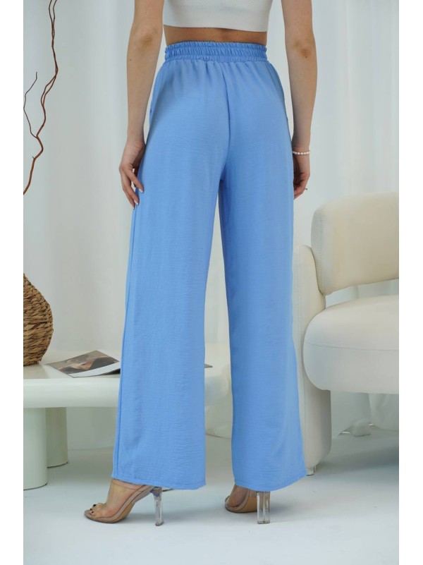 Жіночі легкі штани палаццо блакитного кольору 33280