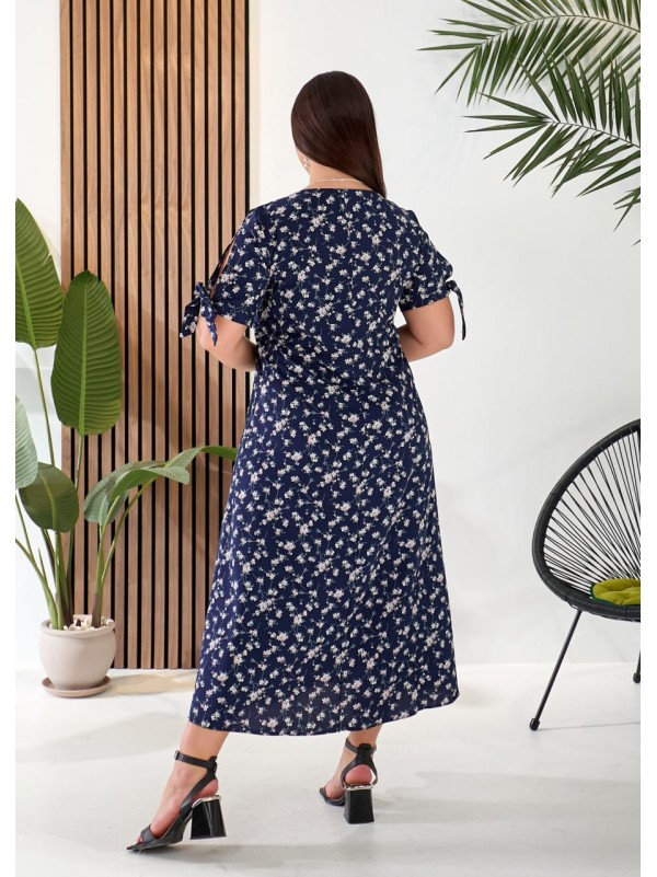 Літнє плаття міді вільного крою синього кольору 33283