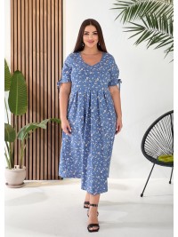 Літнє плаття міді вільного крою блакитного кольору 33284