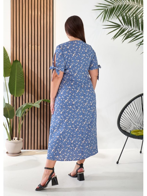 Літнє плаття міді вільного крою блакитного кольору 33284