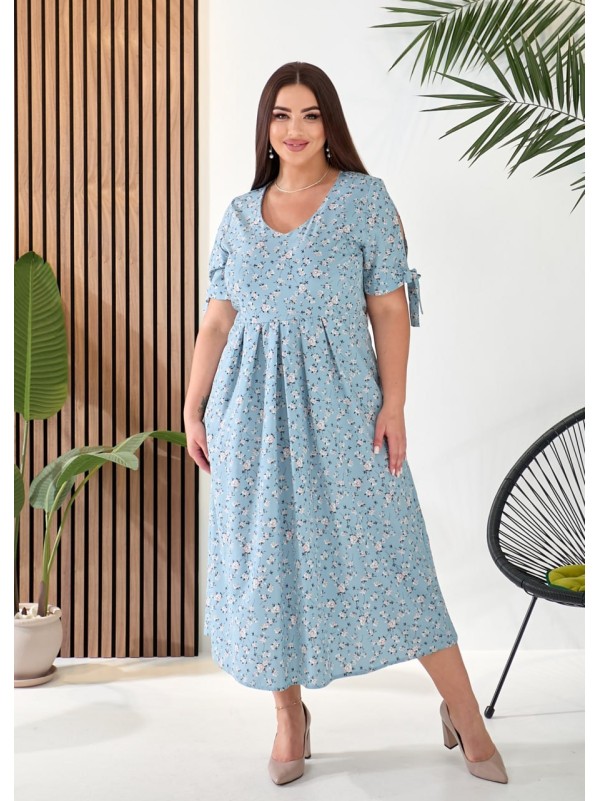 Літнє плаття міді вільного крою м'ятного кольору 33285