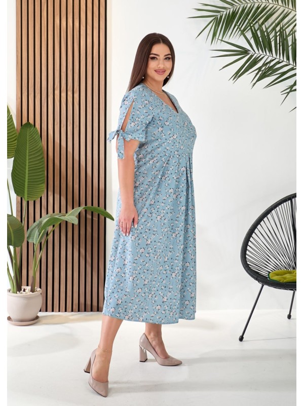 Літнє плаття міді вільного крою м'ятного кольору 33285