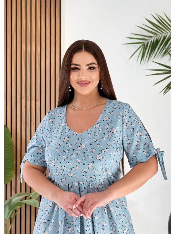 Літнє плаття міді вільного крою м'ятного кольору 33285