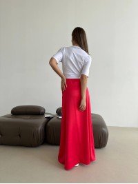 Жіноча спідниця шовкова максі червоного кольору 33287