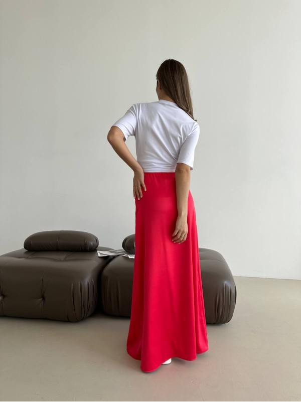 Жіноча спідниця шовкова максі червоного кольору 33287