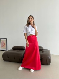 Жіноча спідниця шовкова максі червоного кольору 33287