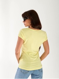 Базова жіноча футболка жовтого кольору 33290