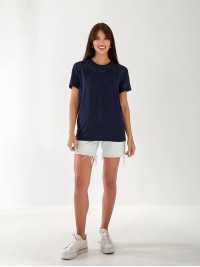 Базова жіноча футболка з візерунками синього кольору 33292