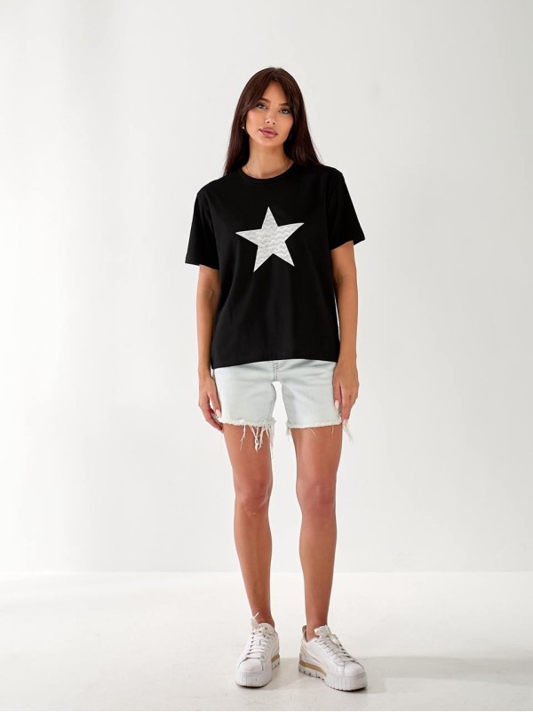 Базова жіноча футболка з зіркою чорного кольору 33297