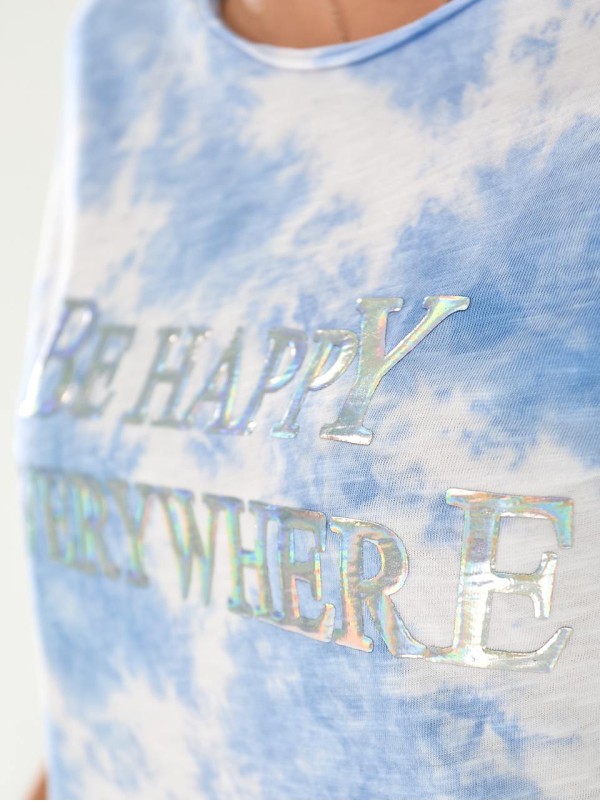 Жіноча футболка тай-дай блакитного кольору 33298