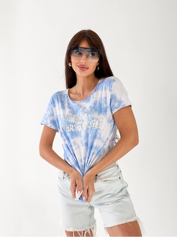 Жіноча футболка тай-дай блакитного кольору 33298