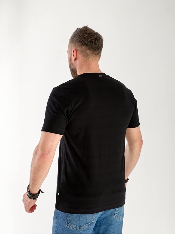 Чоловіча базова футболка з смужками чорного кольору 33299