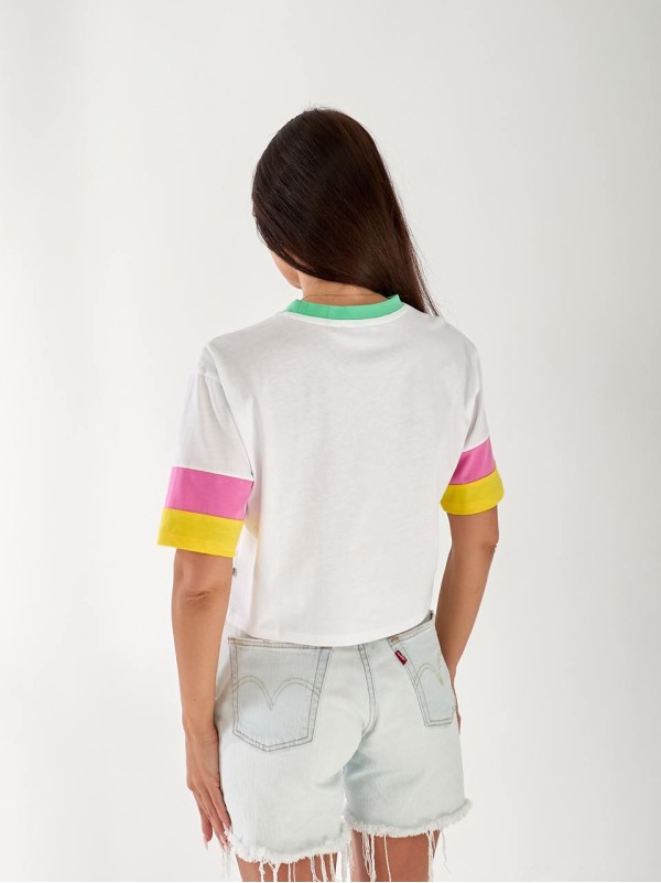 Жіноча яскрава футболка з написом бiлого кольору 33300