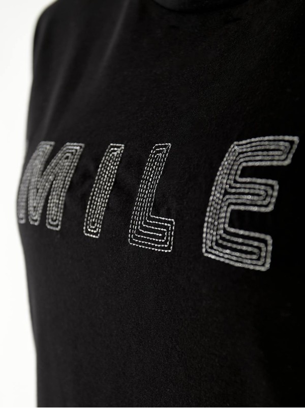 Легке плаття-футболка з надписю чорного кольору 33302