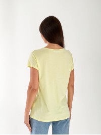 Жіноча футболка з паєтками жовтого кольору 33303