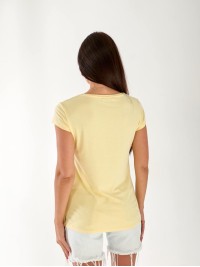 Жіноча футболка з камінням жовтого кольору 33305