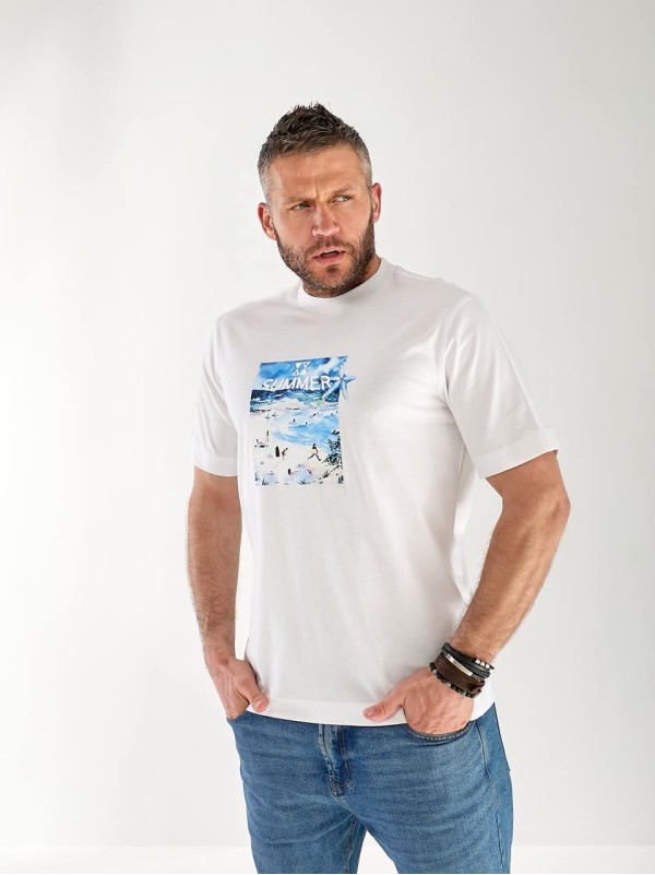 Чоловіча футболка з картинкою бiлого кольору 33309