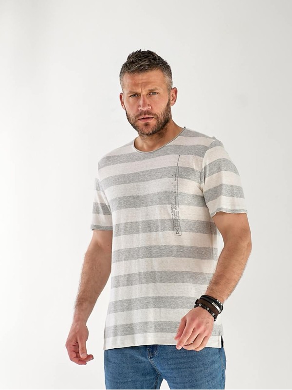 Чоловіча футболка в смужку сірого кольору 33310