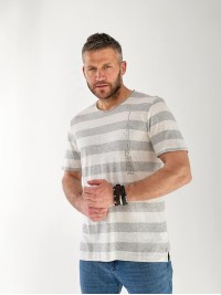 Чоловіча футболка в смужку сірого кольору 33310