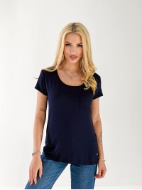 Жіноча футболка з кишенею синього кольору 33311