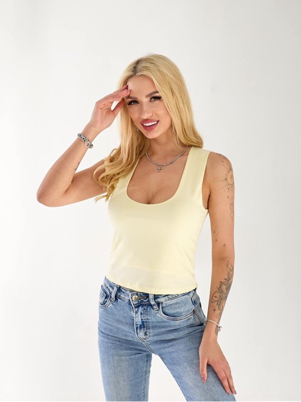 Майка базова жіноча жовтого кольору 33316