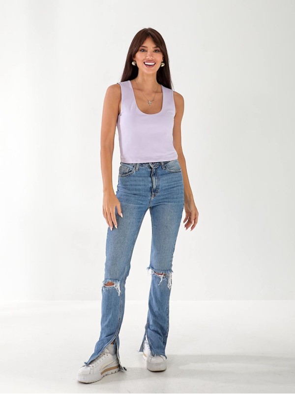 Майка базова жіноча лiлового кольору 33317