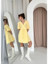 Мусліновий сарафан на запах жовтого кольору 33327