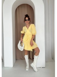 Мусліновий сарафан на запах жовтого кольору 33327