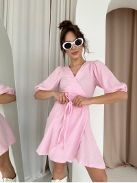 Мусліновий сарафан на запах рожевого кольору 33328