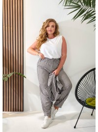 Жіночий лляний костюм 3-ка (штани+майка+сорочка) графiтового кольору 33330