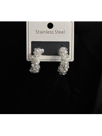 Сережки з бісером білого кольору застібка - пусет 33350