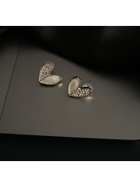 Гвоздики Серця з камінцями золотого кольору застібка - пусет 33351