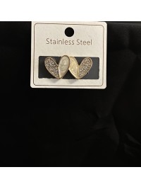 Гвоздики Серця з камінцями золотого кольору застібка - пусет 33351