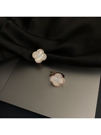 Сережки Конюшина з камінчиками золотого кольору англійський замок 33355